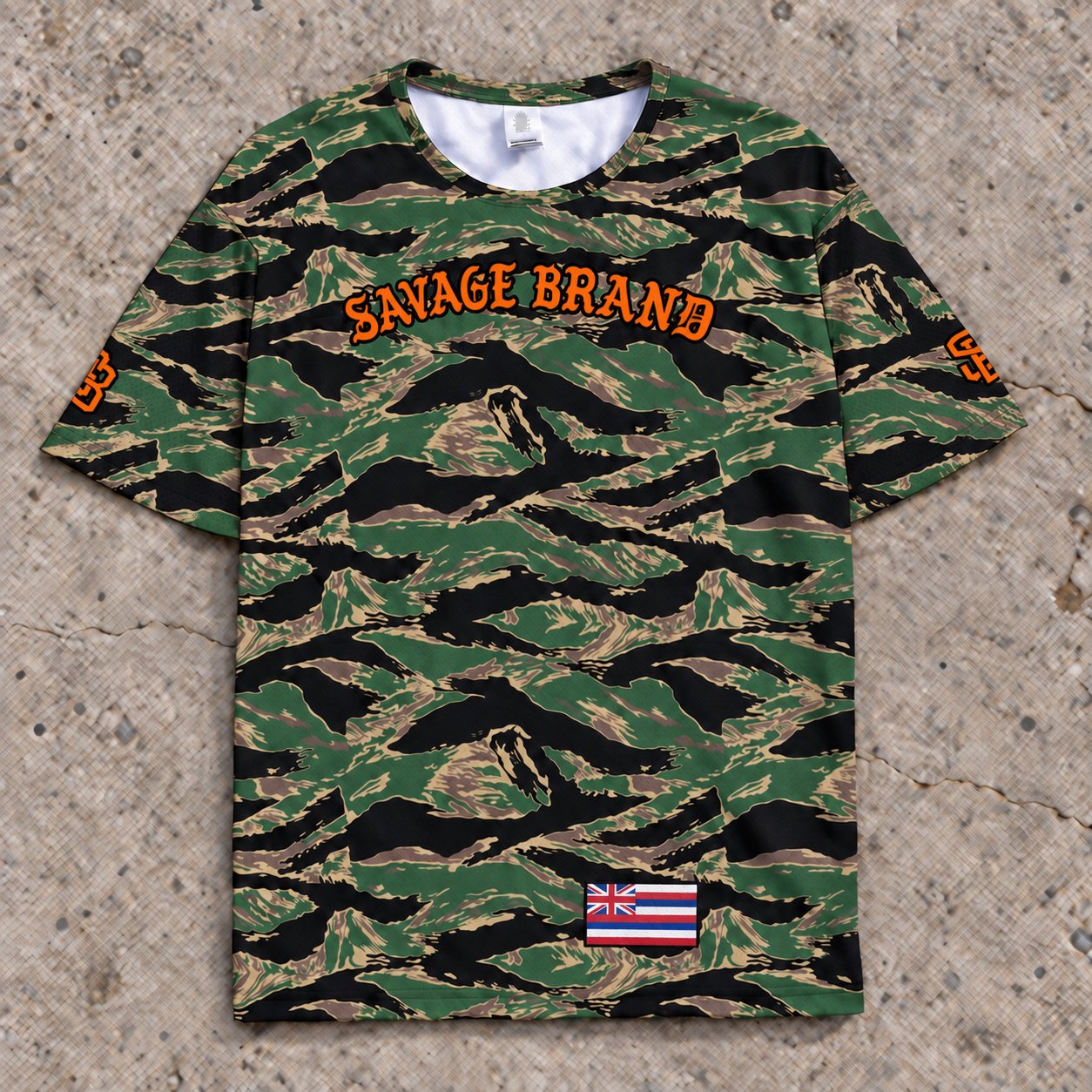 Kona 40 Short-Sleeve Jersey — Camo Orange — Front flat lay