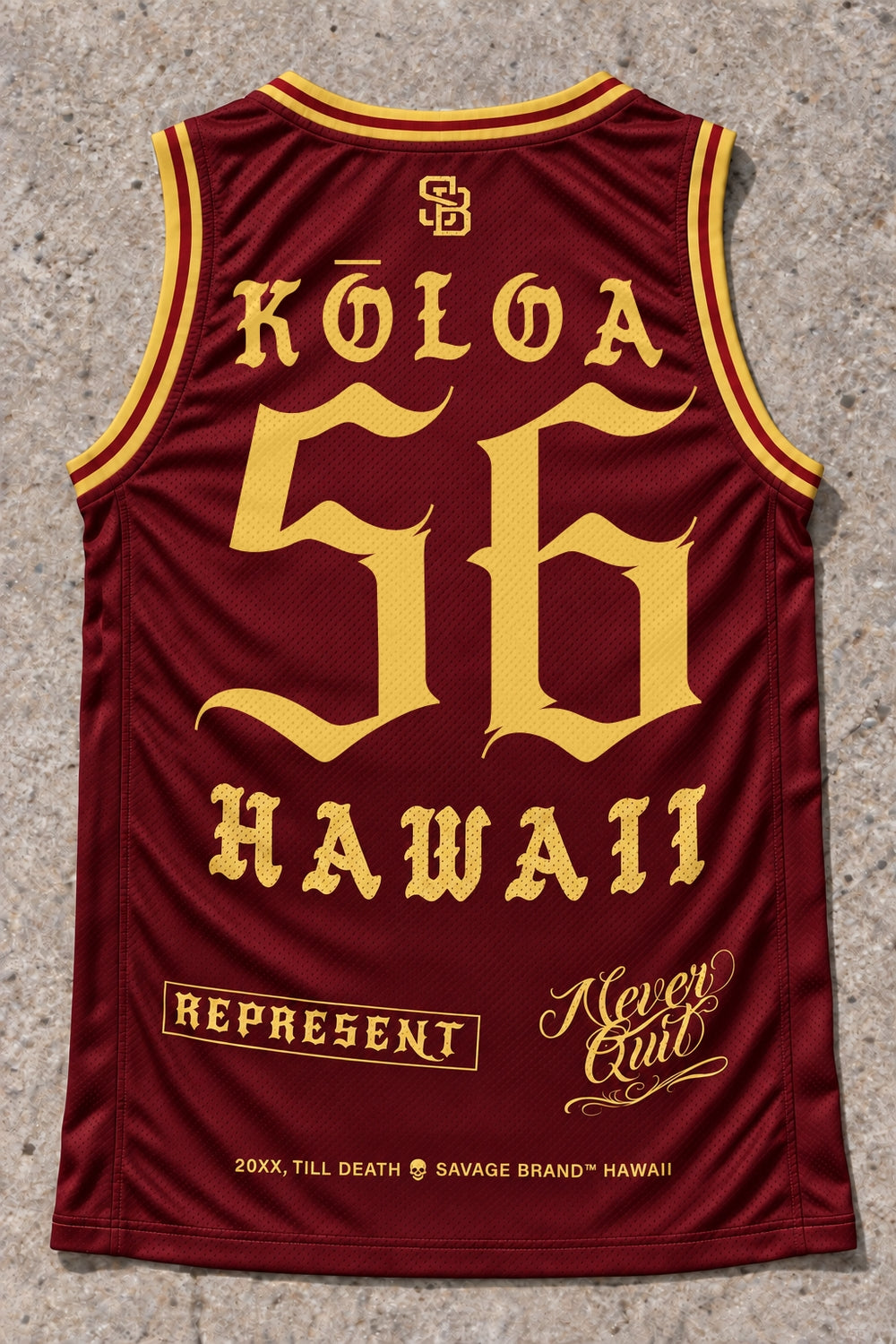 Koloa 56 Jersey Tank Red &amp; Gold - Back
