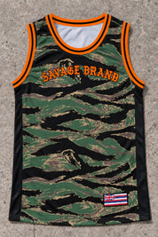 Waimea 43 Jersey Tank — Camo Orange — Front flat lay