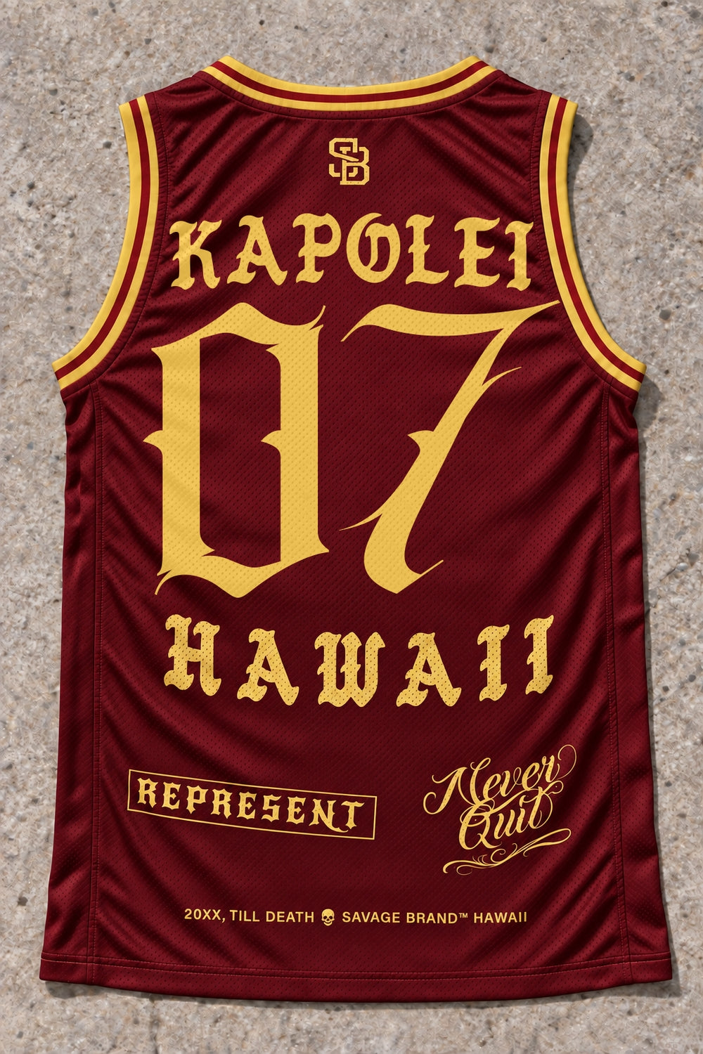 Kapolei 07 Jersey Tank Red &amp; Gold - Back