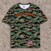 Waimea 43 Short-Sleeve Jersey — Camo Orange — Front flat lay