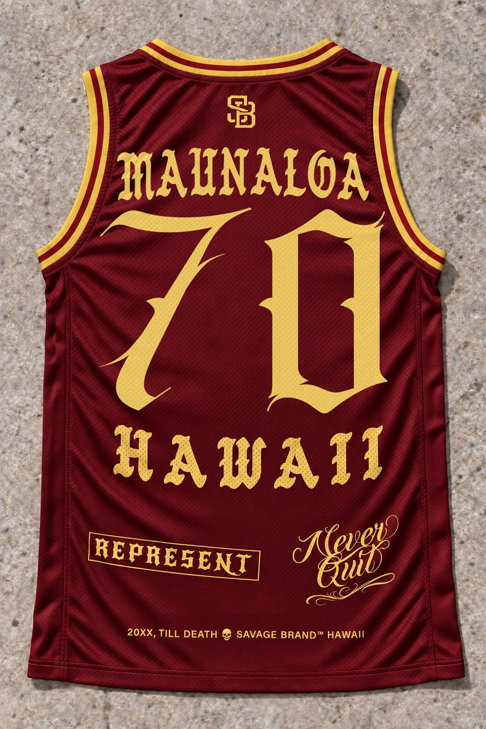 Maunaloa 70 Jersey Tank Red &amp; Gold - Back