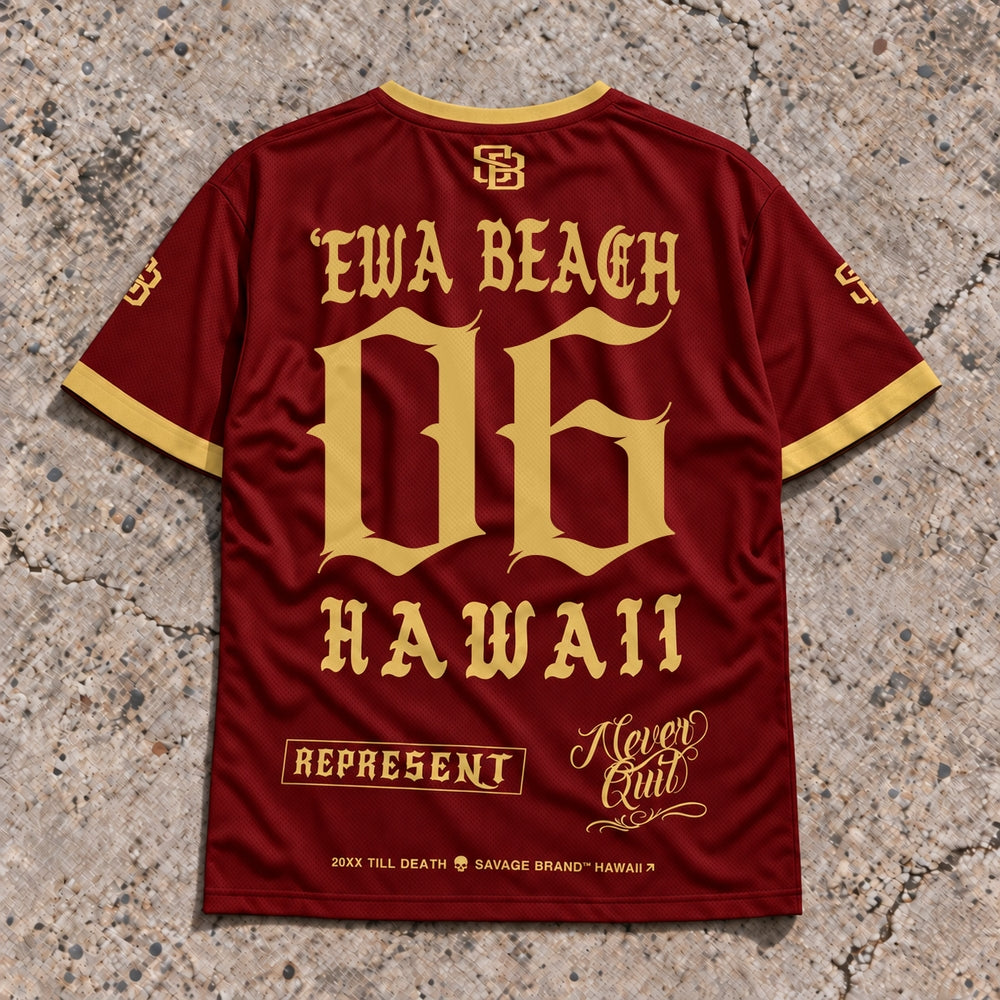 Ewa Beach 06 Short-Sleeve Jersey Red &amp; Gold - Back