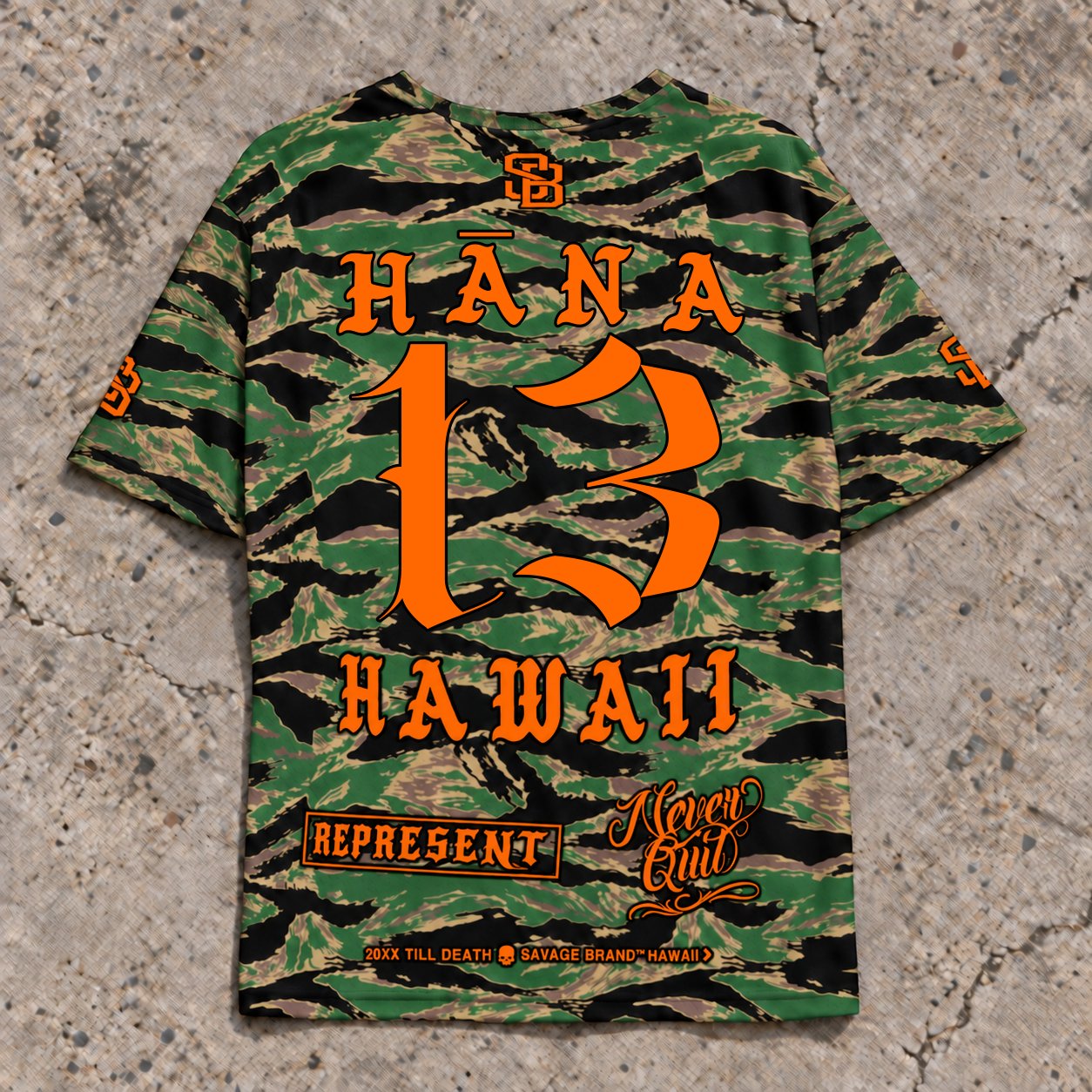 Hana 13 Short-Sleeve Jersey — Camo Orange — Back flat lay