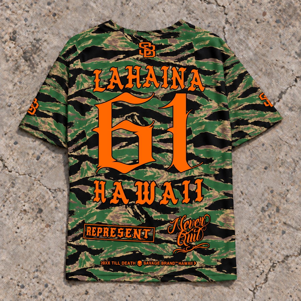 Lahaina 61 Short-Sleeve Jersey — Camo Orange — Back flat lay
