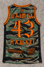 Waimea 43 Jersey Tank — Camo Orange — Back flat lay