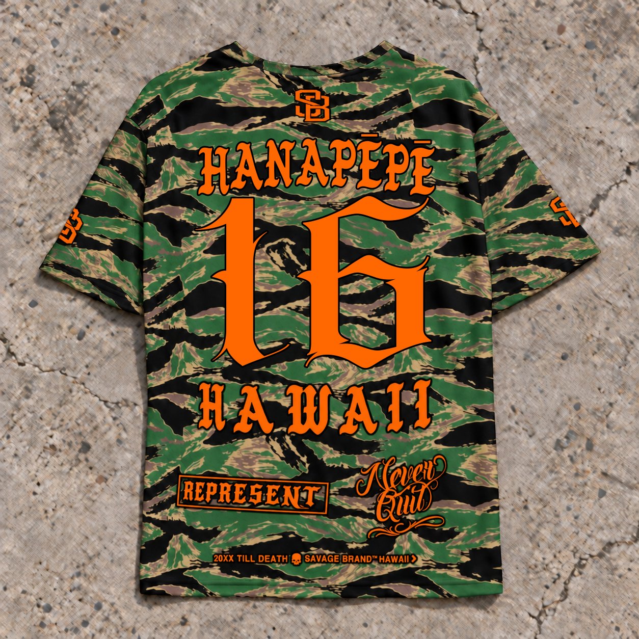 Hanapepe 16 Short-Sleeve Jersey — Camo Orange — Back flat lay