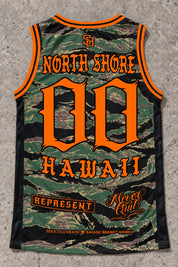 North Shore 00 Jersey Tank — Camo Orange — Back flat lay