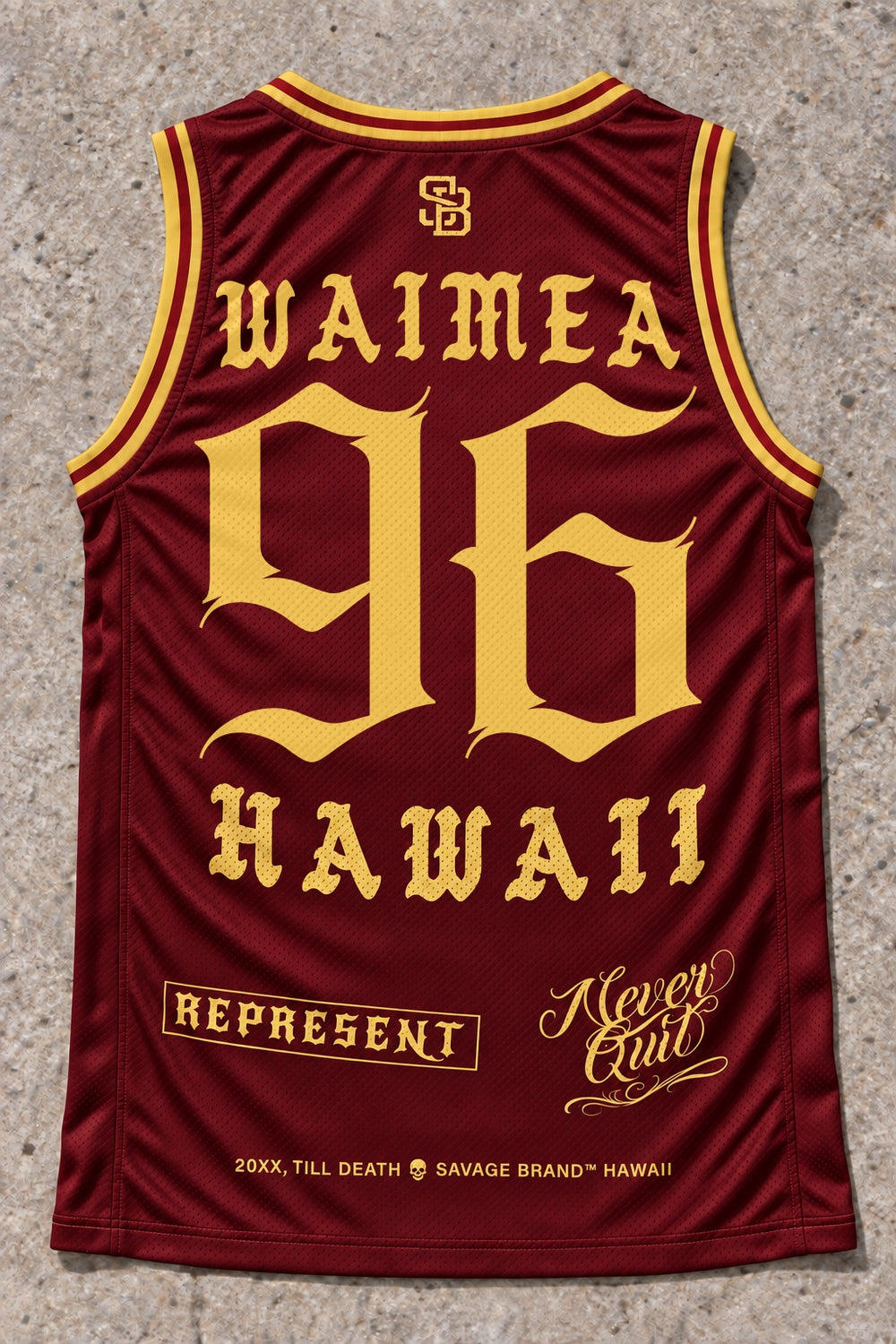 Waimea 96 Jersey Tank Red &amp; Gold - Back