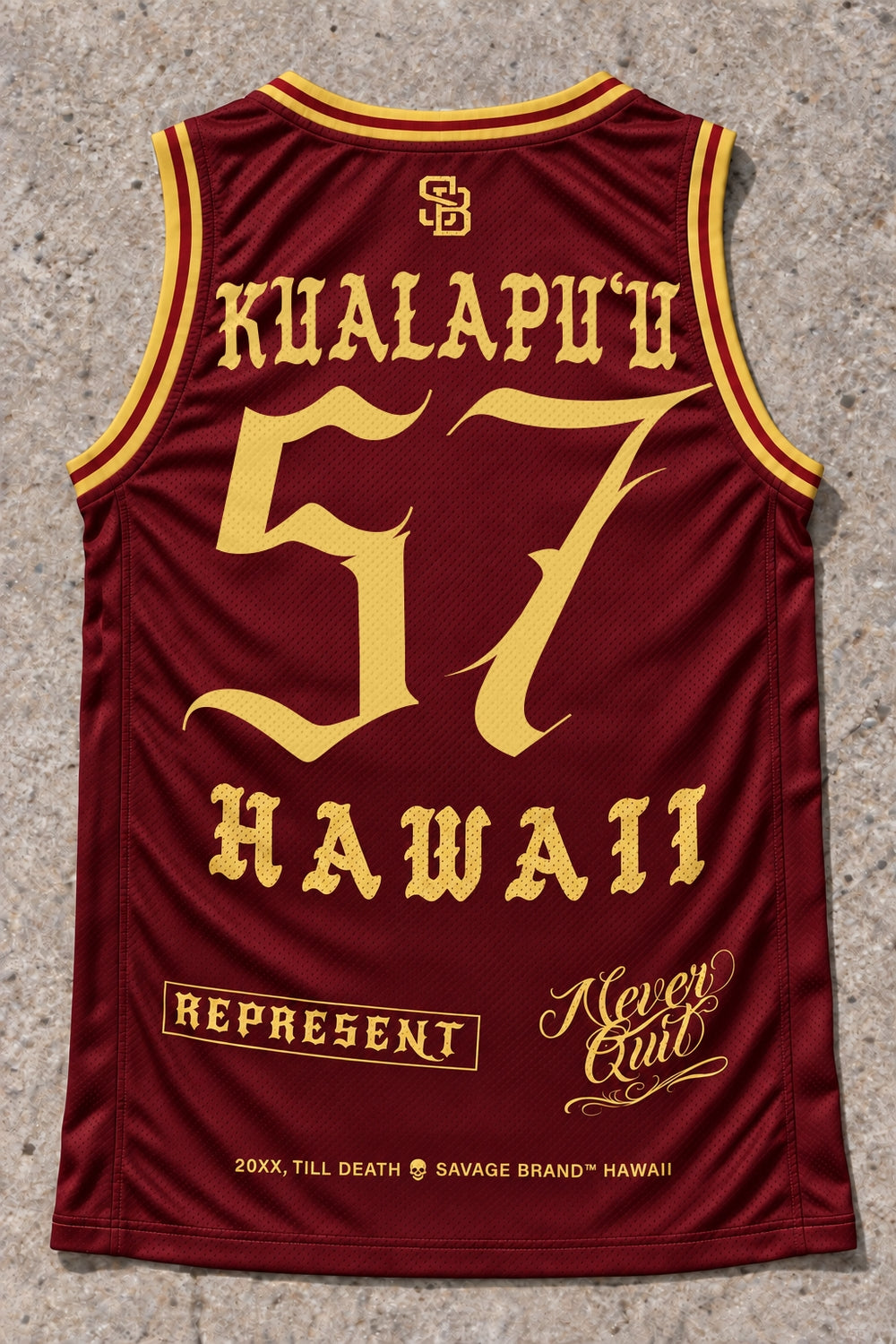 Kualapuu 57 Jersey Tank Red &amp; Gold - Back