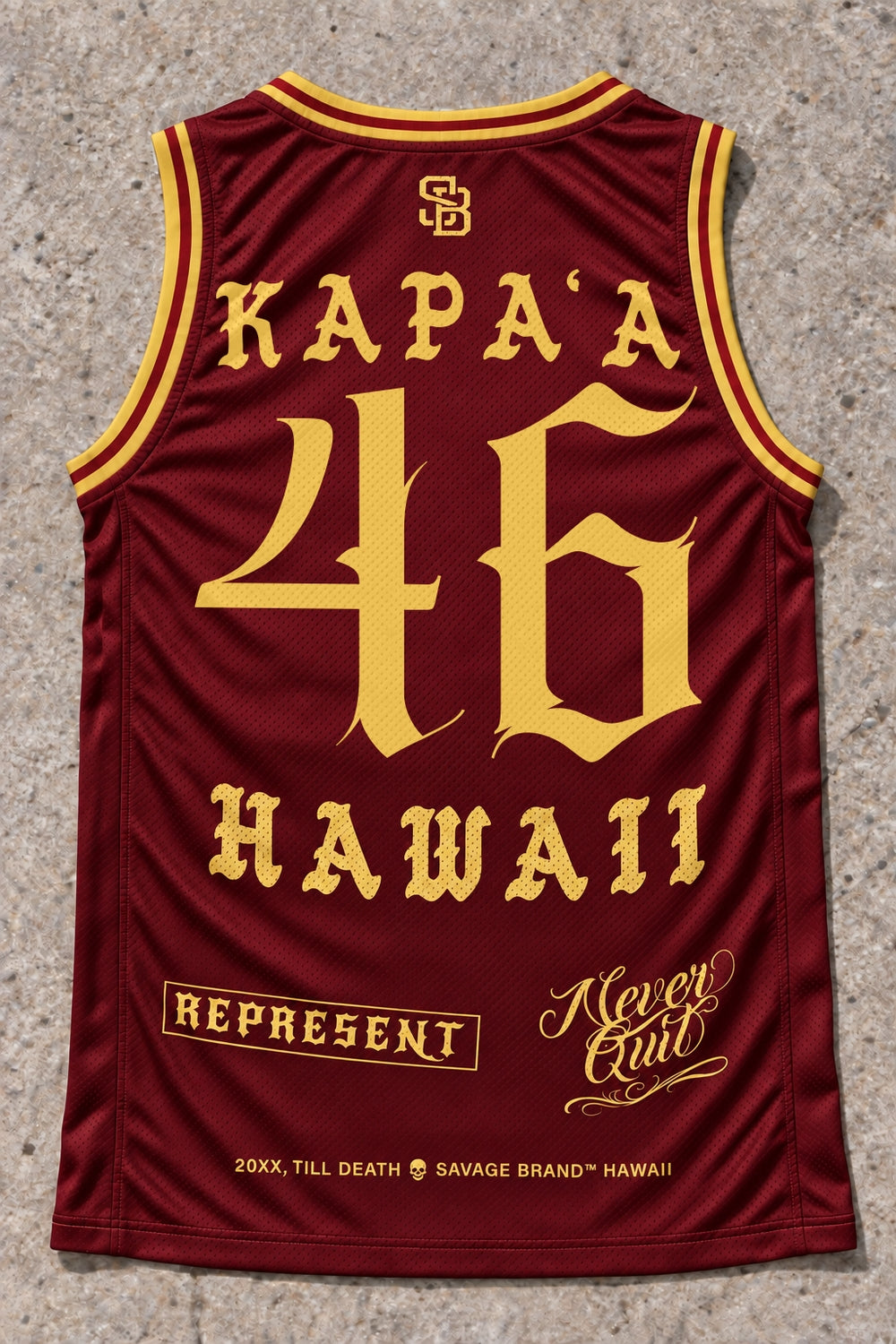 Kapaa 46 Jersey Tank Red &amp; Gold - Back