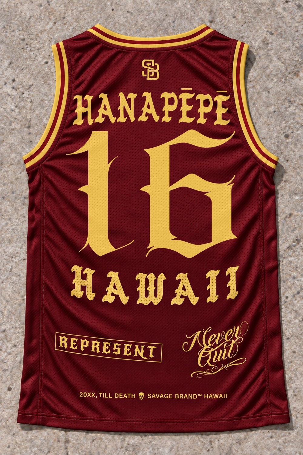 Hanapepe 16 Jersey Tank Red &amp; Gold - Back