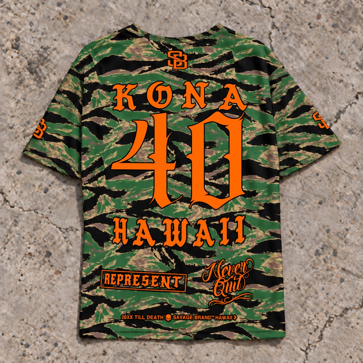 Kona 40 Short-Sleeve Jersey — Camo Orange — Back flat lay