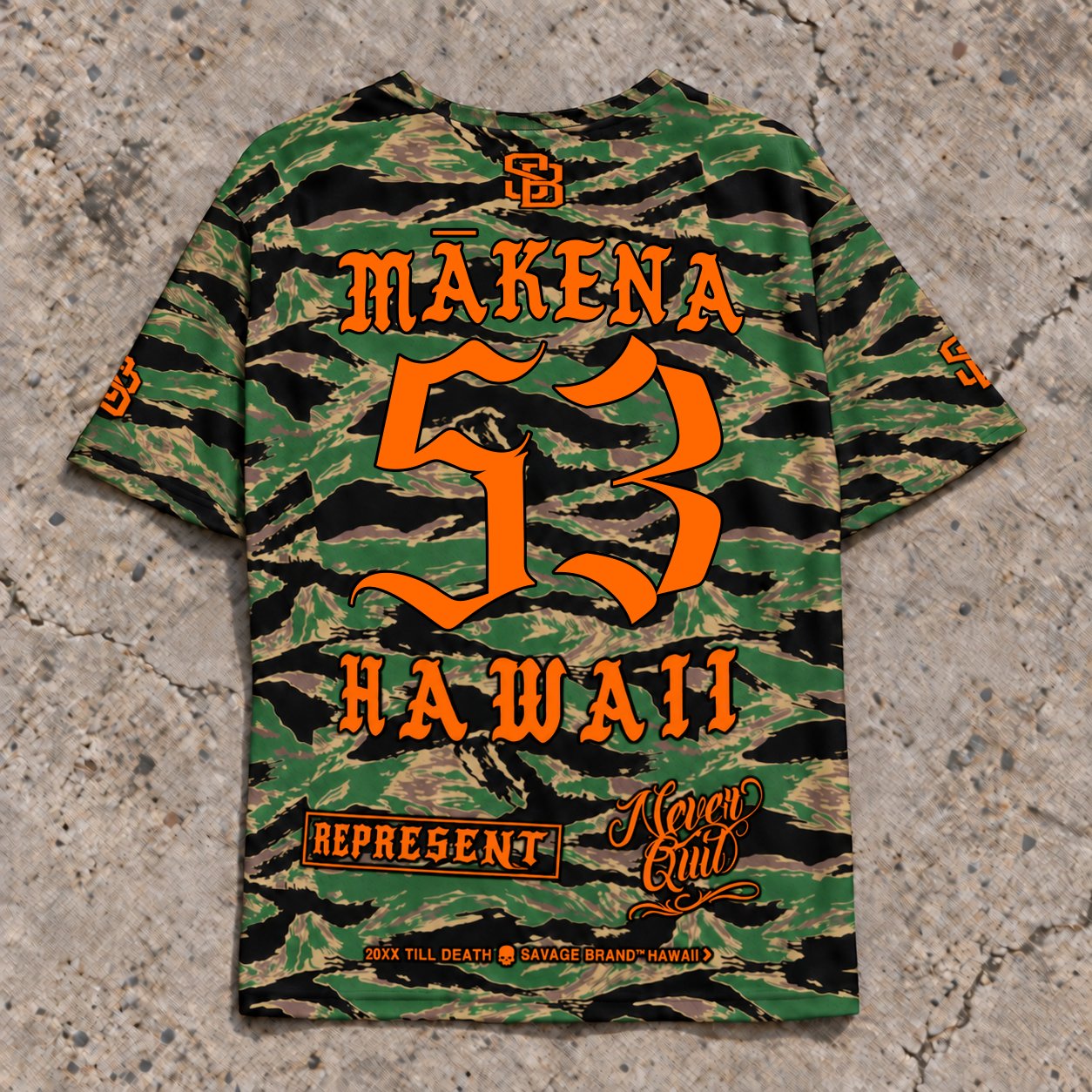 Mākena 53 Short-Sleeve Jersey — Camo Orange — back view