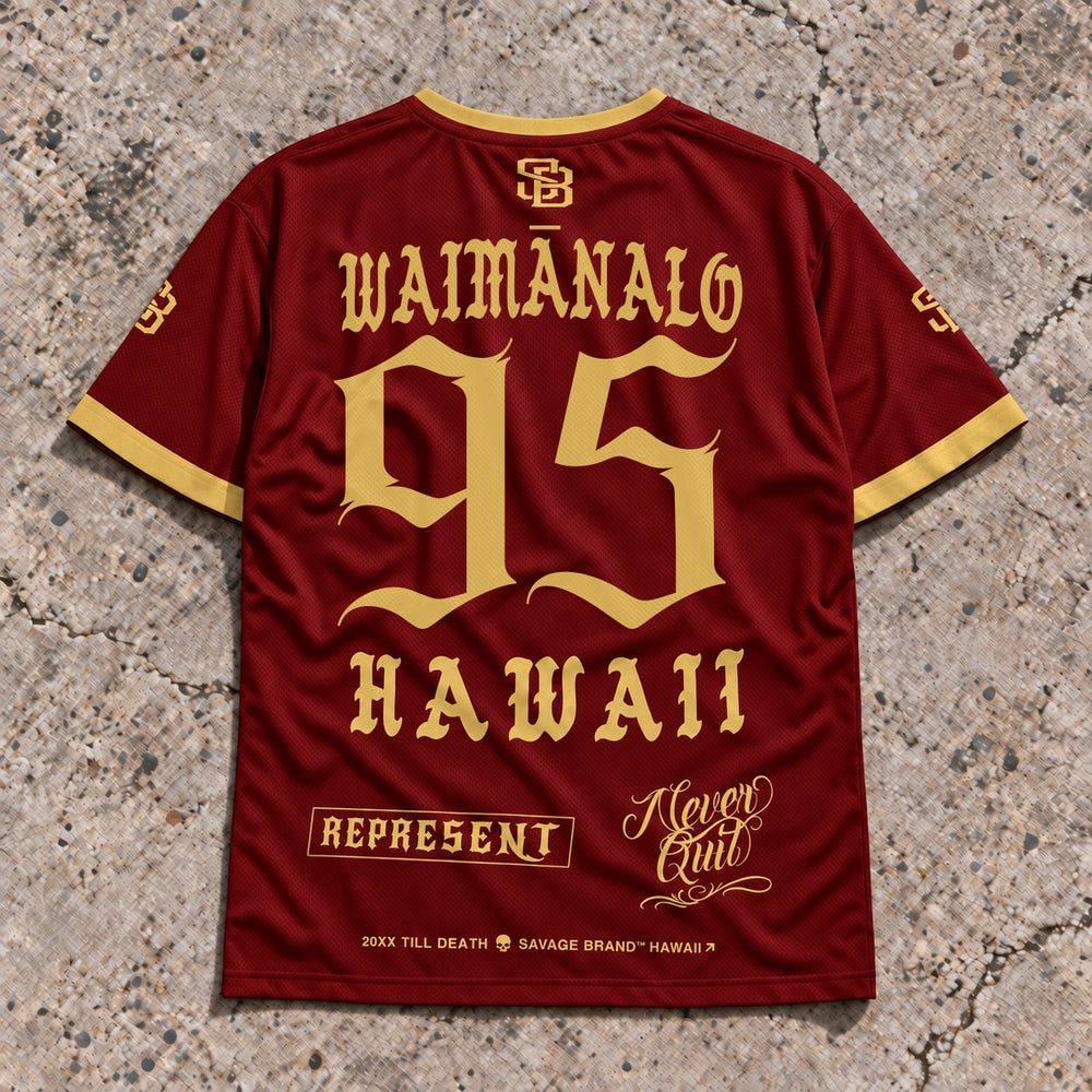 Waimanalo 95 Short-Sleeve Jersey Red &amp; Gold - Back