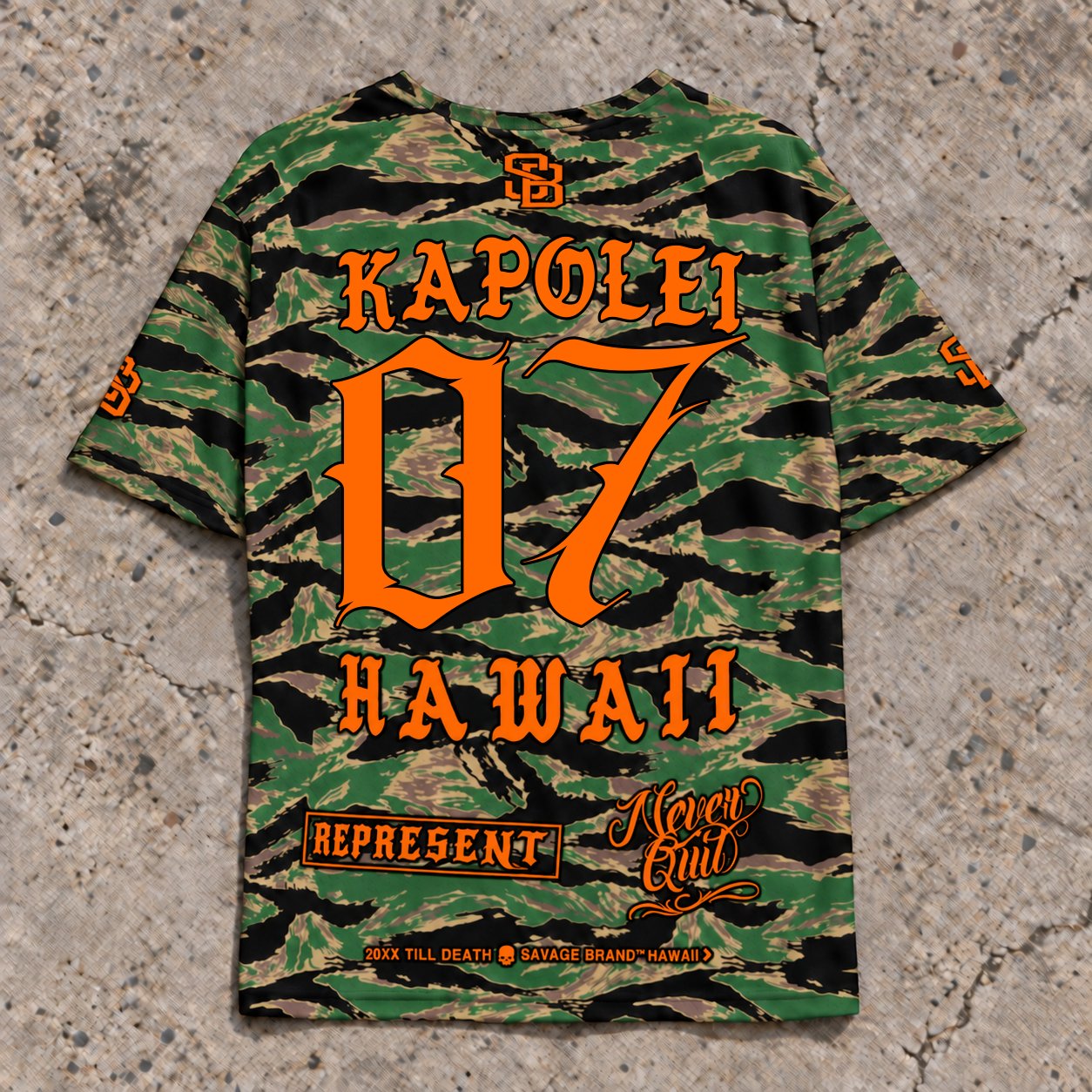 Kapolei 07 Short-Sleeve Jersey — Camo Orange — Back flat lay