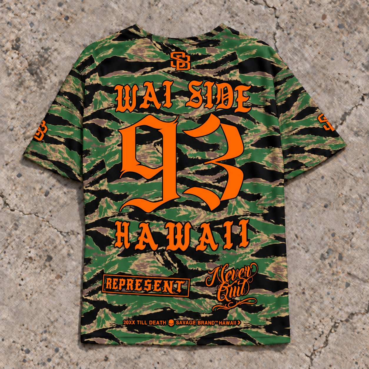 Wai Side 93 Short-Sleeve Jersey — Camo Orange — Back flat lay