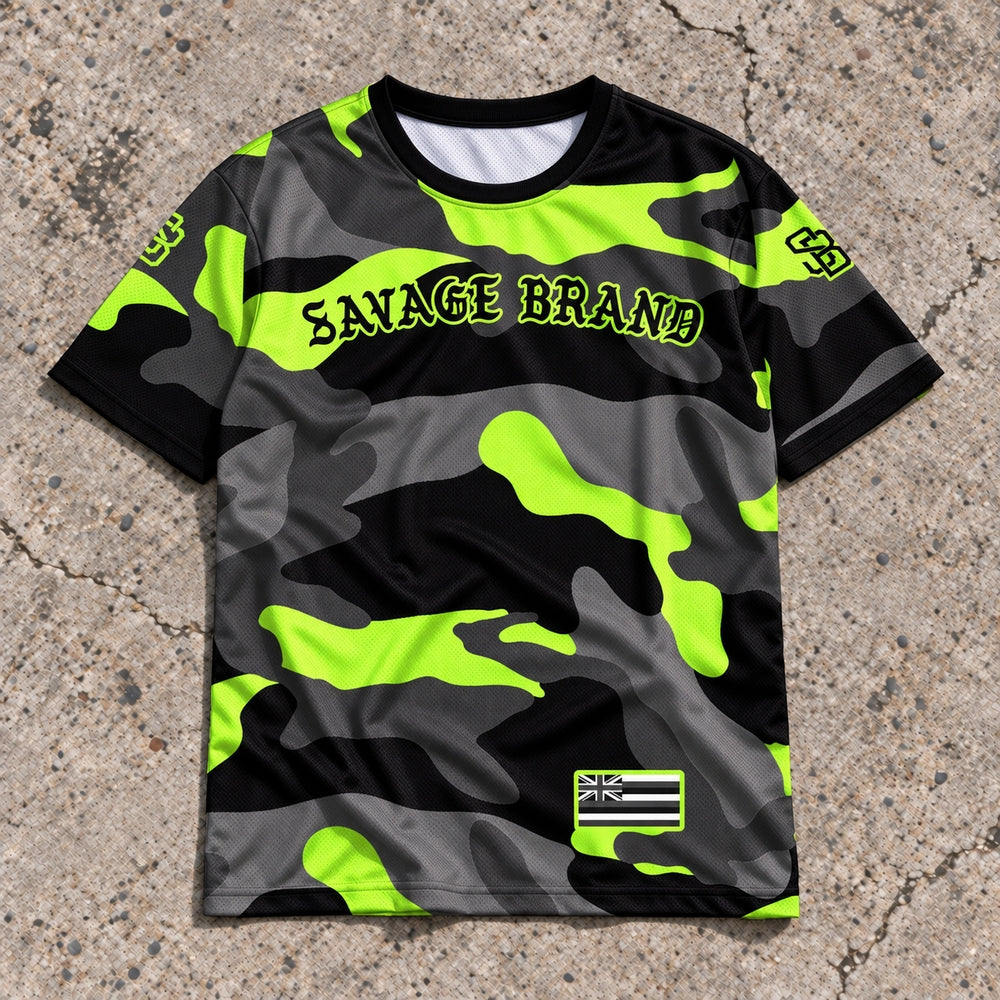 Hilo 96720 ZIP Camo Lime jersey — front