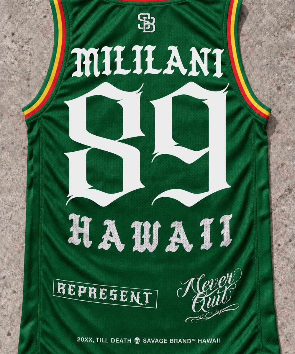 Mililani 89 Jersey Tank — Rasta — back view