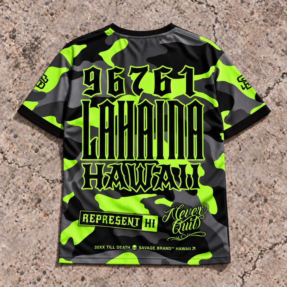 Lahaina 96761 ZIP Camo Lime jersey — back