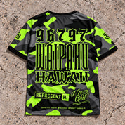Waipahu 96797 ZIP Camo Jersey — Lime — back view