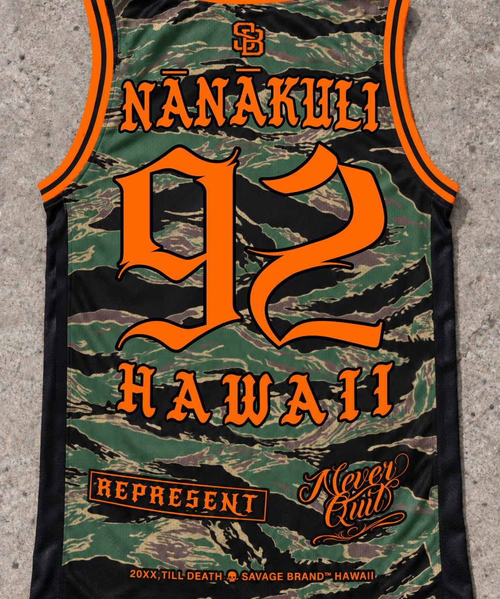 Nānākuli Camo Orange tank — back view