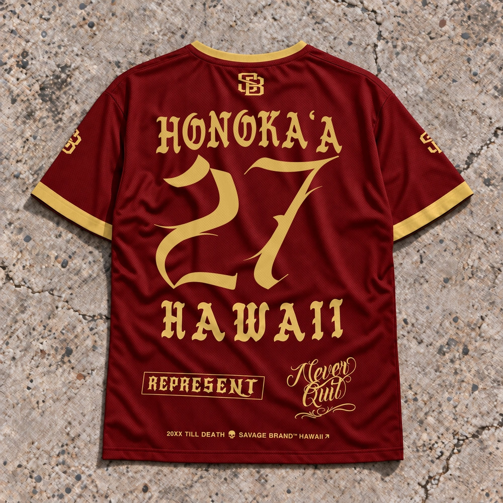 Honokaa 27 Short-Sleeve Jersey Red &amp; Gold - Back