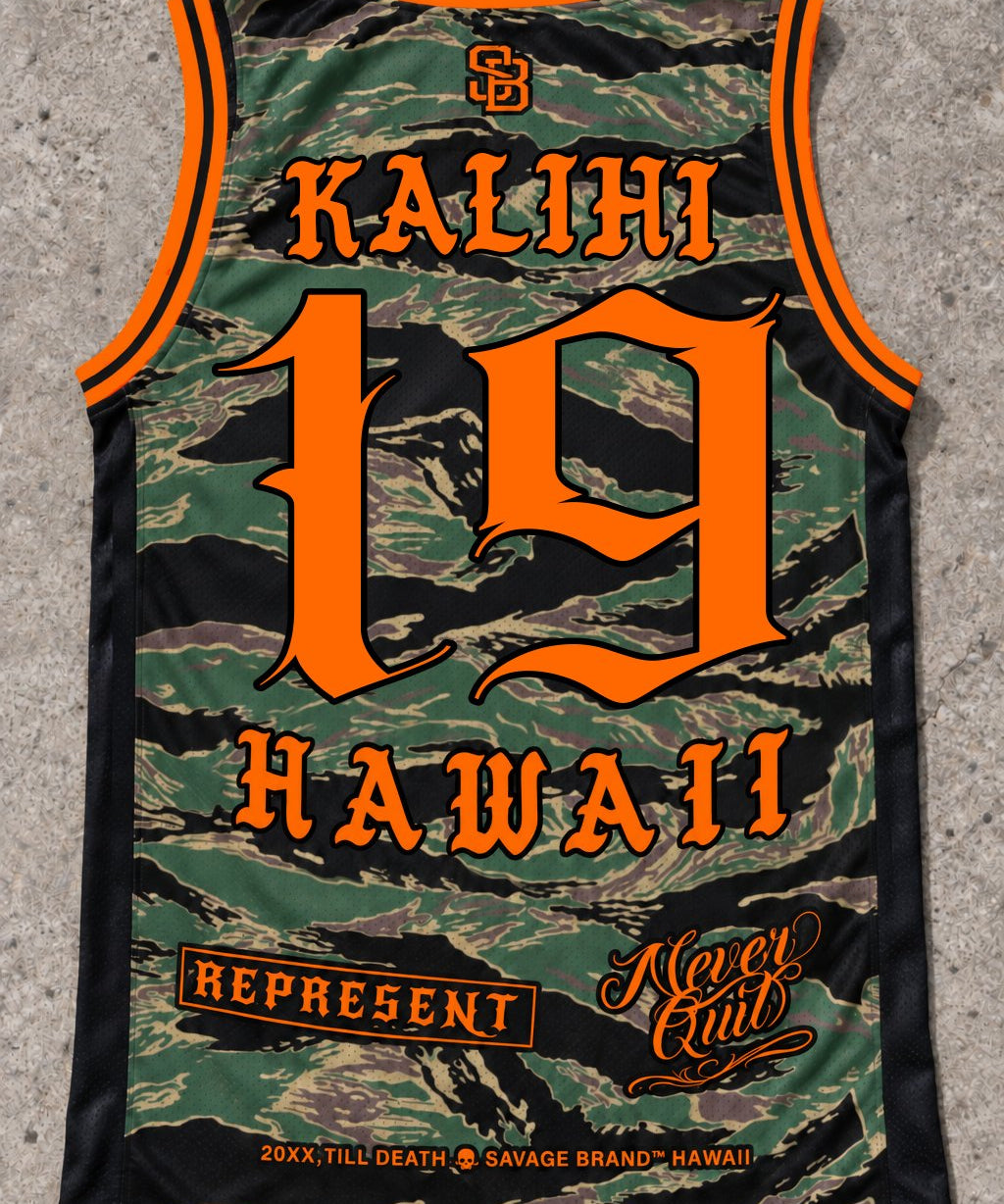 Kalihi Camo Orange tank — back view
