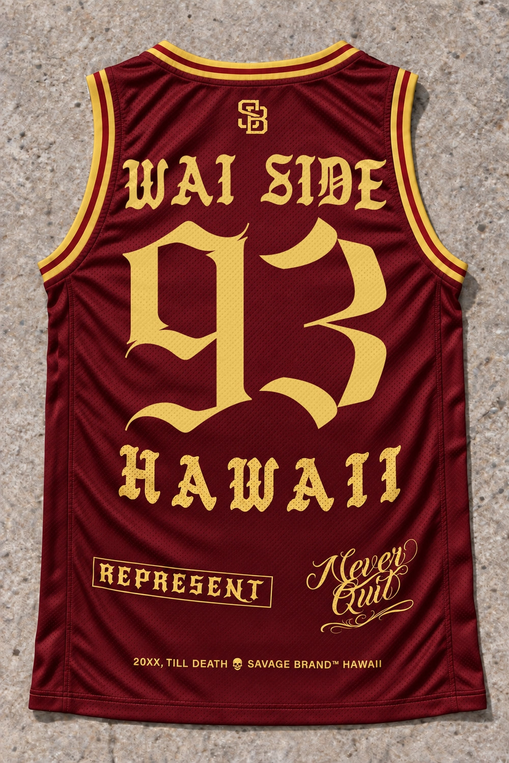 Wai Side 93 Jersey Tank Red &amp; Gold - Back