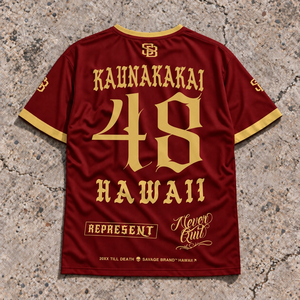 Kaunakakai 48 Short-Sleeve Jersey Red &amp; Gold - Back