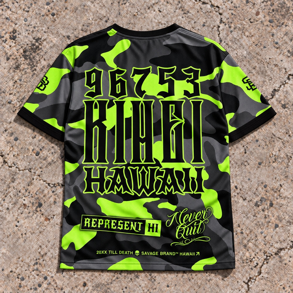 Kihei 96753 ZIP Camo Lime jersey — back
