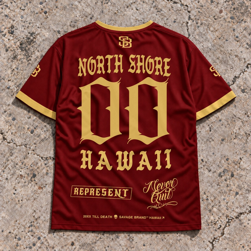 North Shore 00 Short-Sleeve Jersey Red &amp; Gold - Back