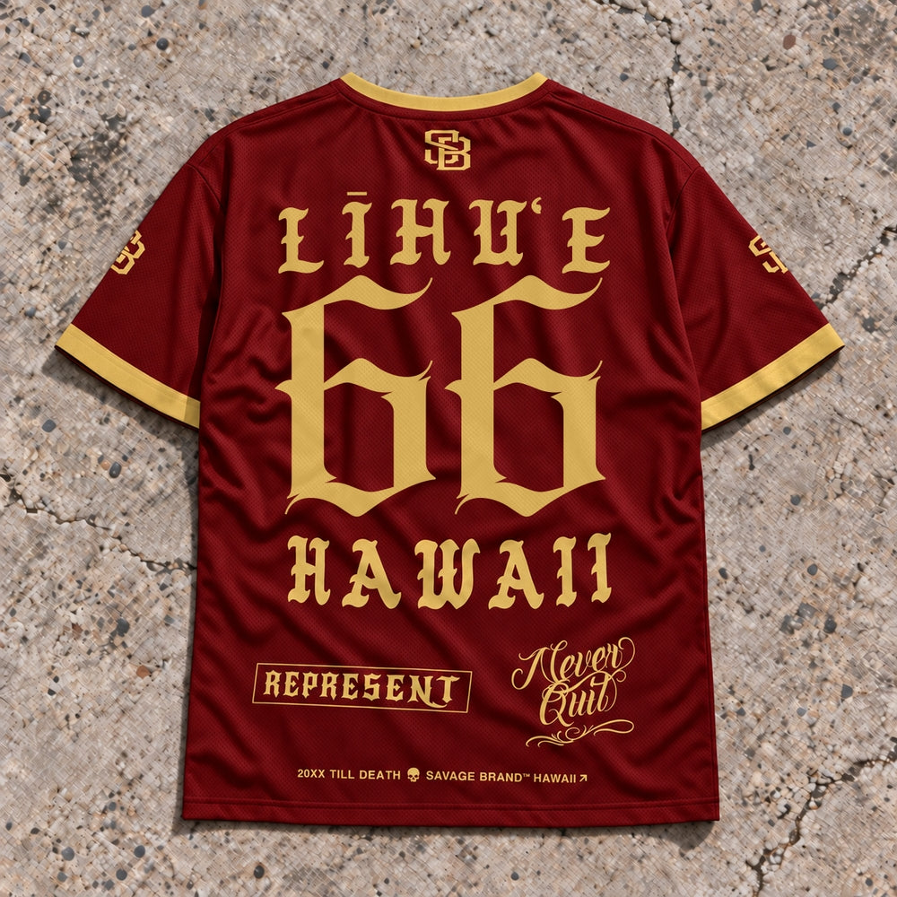 Lihue 66 Short-Sleeve Jersey Red &amp; Gold - Back