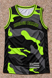 REPRESENT Camo Lime jersey tank — front view