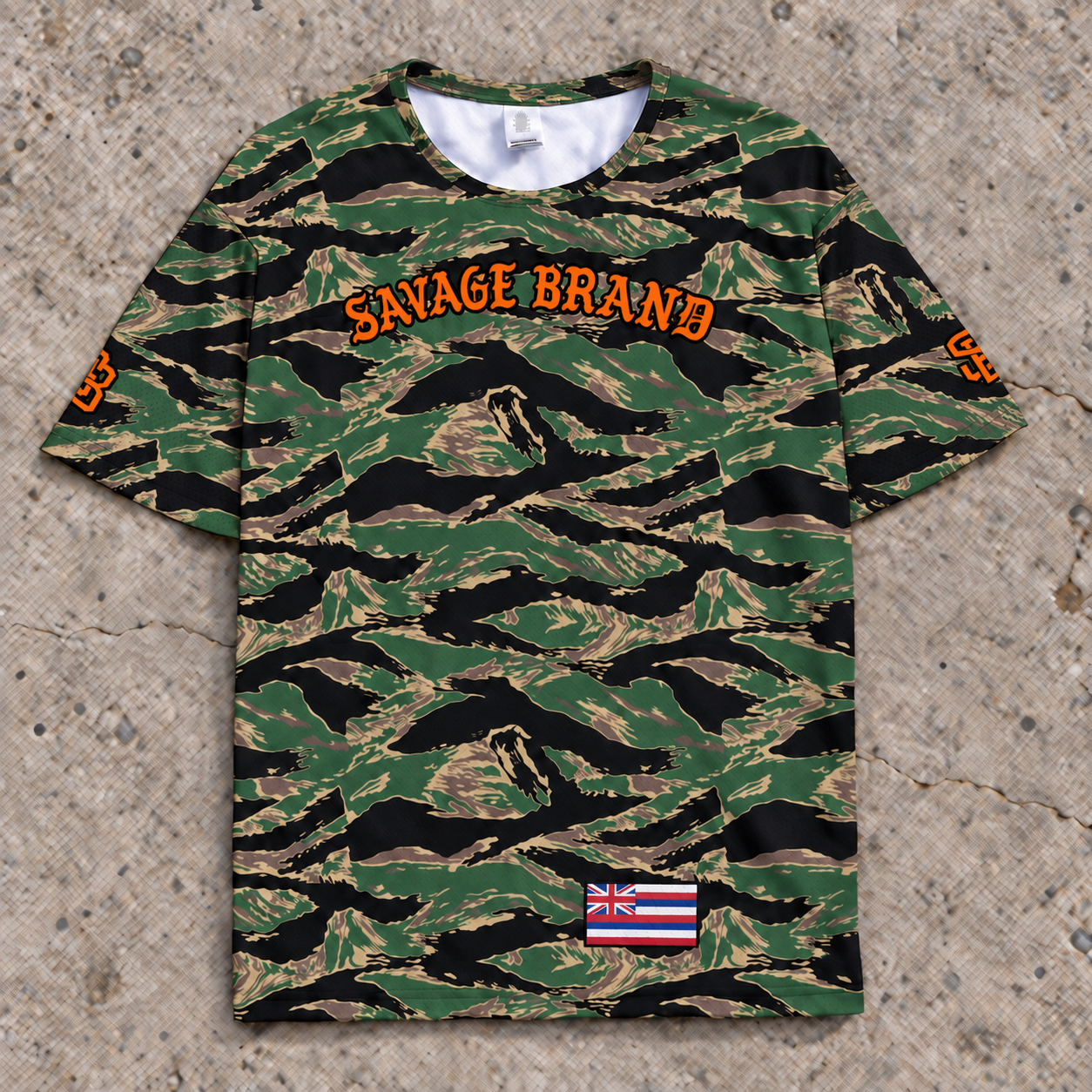 Kauaʻi Camo Orange jersey — front view