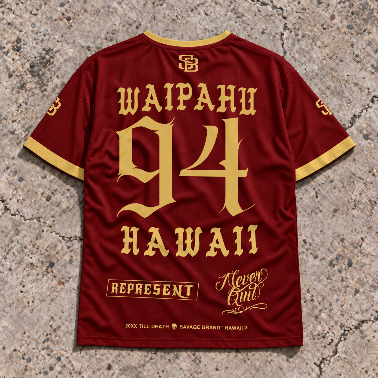 Waipahu 94 Short-Sleeve Jersey — Red &amp; Gold — back view