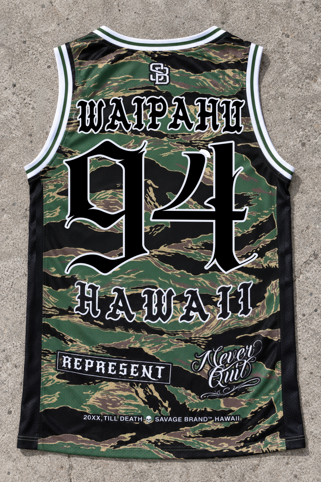 Waipahu 94 Jersey Tank — Camo — back view
